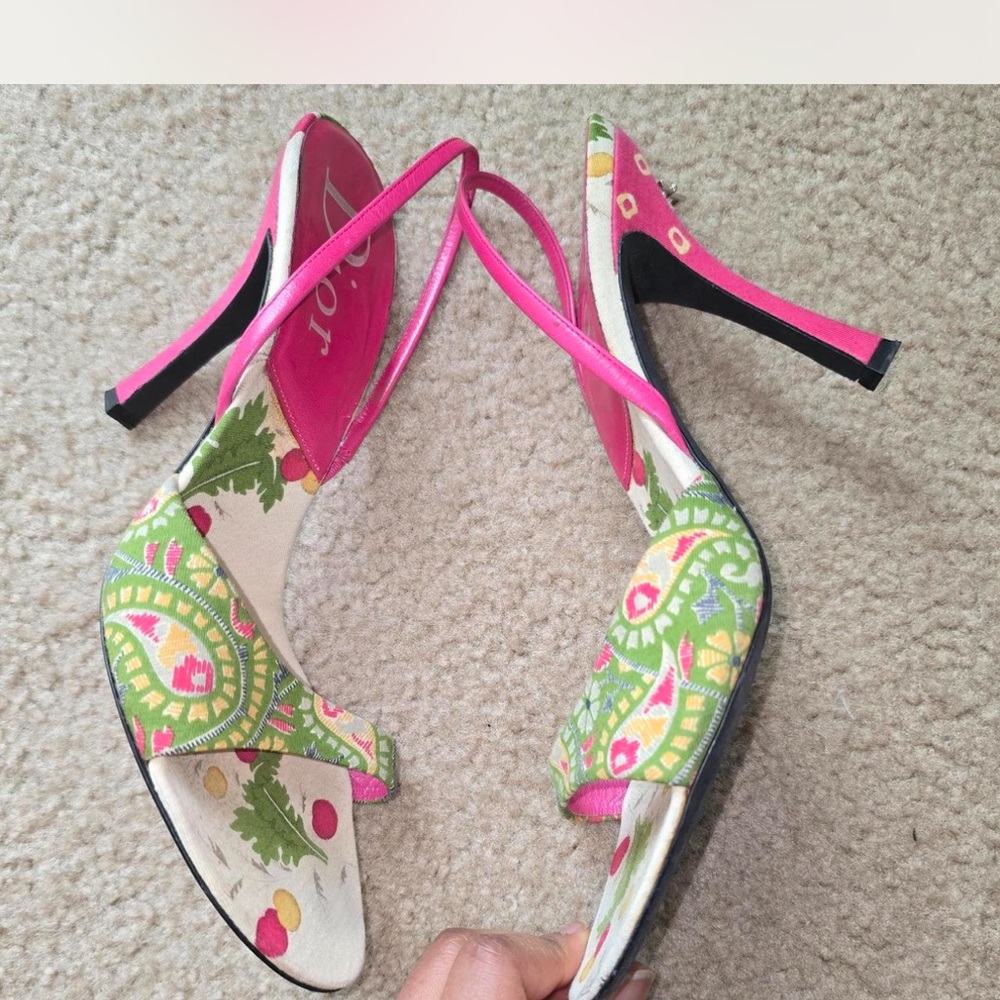 Dior Pink and Cream Heeled Sandals - Picture 3 of 8
